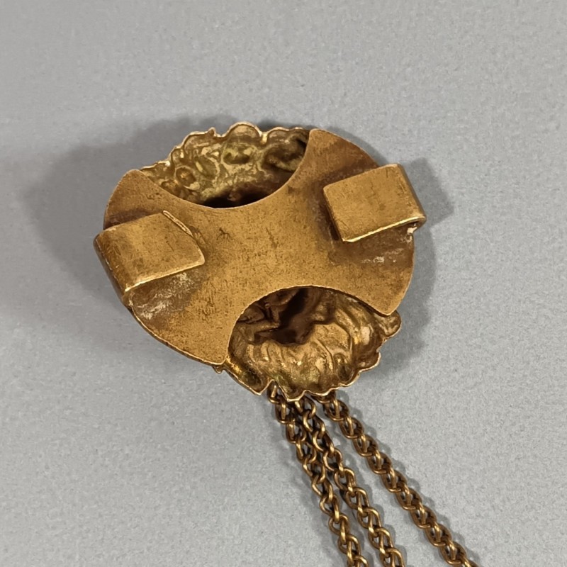 GARNITURES DE GIBERNE INFANTERIE ARTILLERIE MODELE TROISIEME REPUBLIQUE TETE DE LION CHAINETTES ET ECU A LA GRENADE